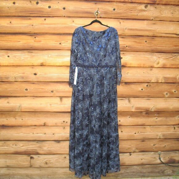 Mac Duggal 67438 Womens Plus EMBELLISHED ILLUSION LONG SLEEVE WRAP OVER A LINE - Picture 9 of 12